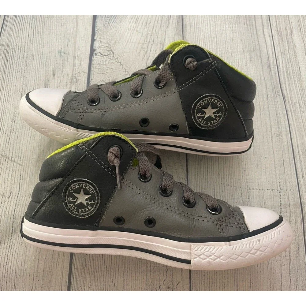 Grey Gray Converse All Stars Boy Shoes, Size Youth 1